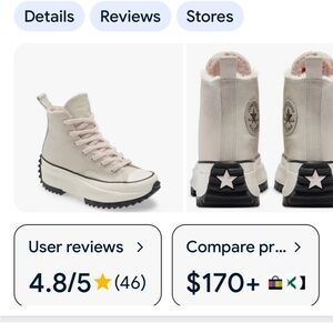 Converse Cream and Black Star Platform Boots